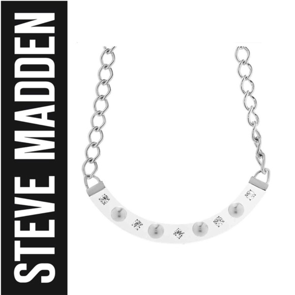 🆕 Steve Madden Silver Tone Lucite Bib Necklace - Picture 2 of 6